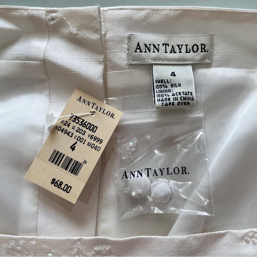 NWT Ann Taylor cream ivory beaded spaghetti strap top blouse size 4 - Picture 5 of 6